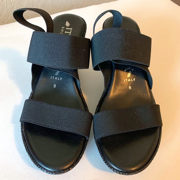 Italian Shoemakers Shoes - Italian Shoemakers Black Wedge Sandals
